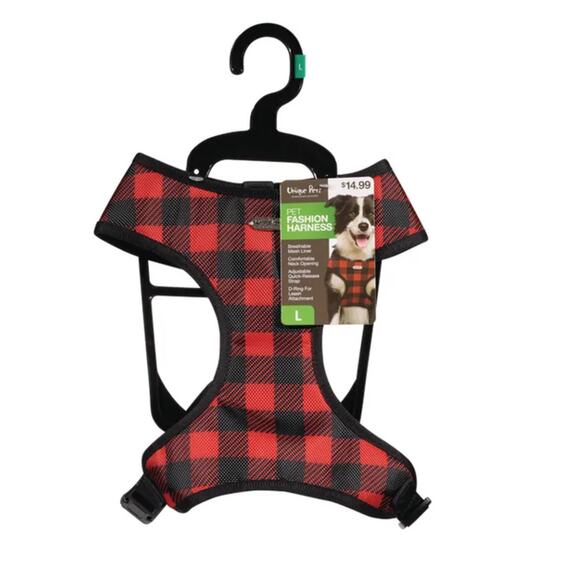 Unique Petz Chest Harnesses - Red & Black Christmas Medium beagle pug - Picture 1 of 3